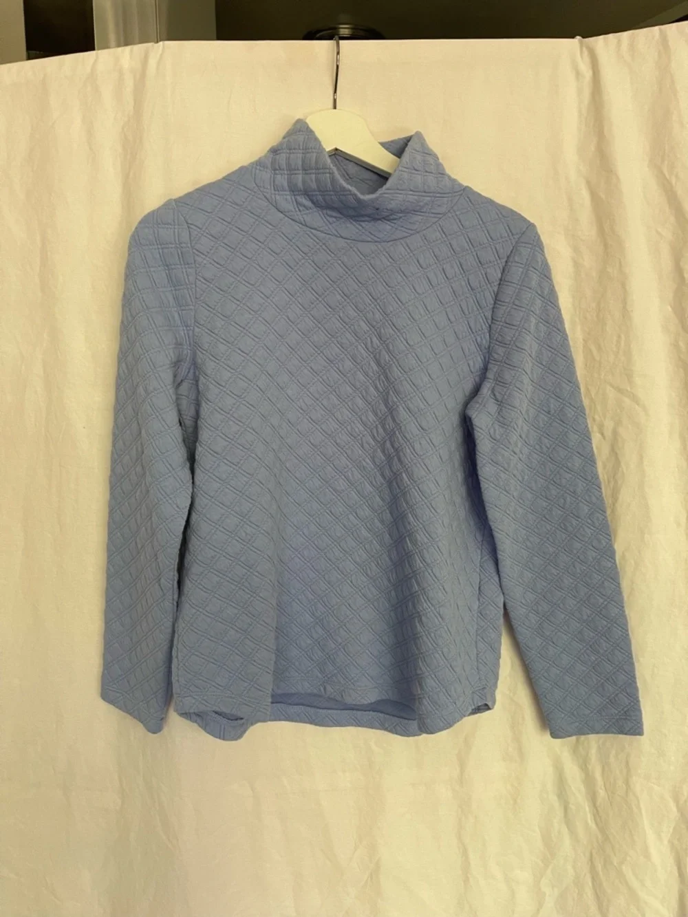 J. Crew Quilted Mockneck Pullover Periwinkle Diamond Knit Sweatshirt Size XS